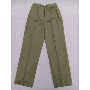 Carlisle Women's Size 4 Olive Green Wool Blend Pleated Straight Leg Dress Pants